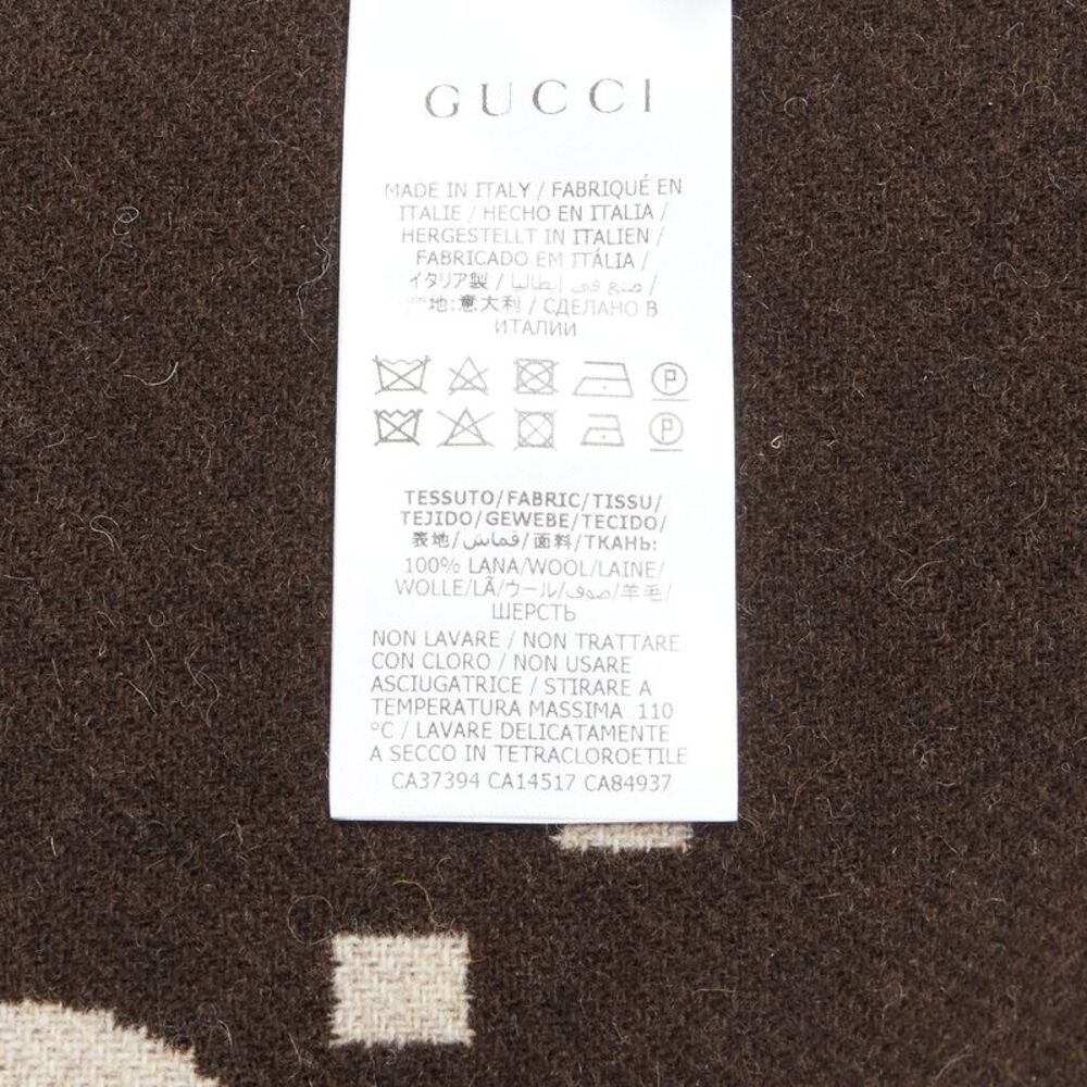 Gucci 100% wool green red plaid tartan brown GG monogram blanket scarf - Picture 10 of 10
